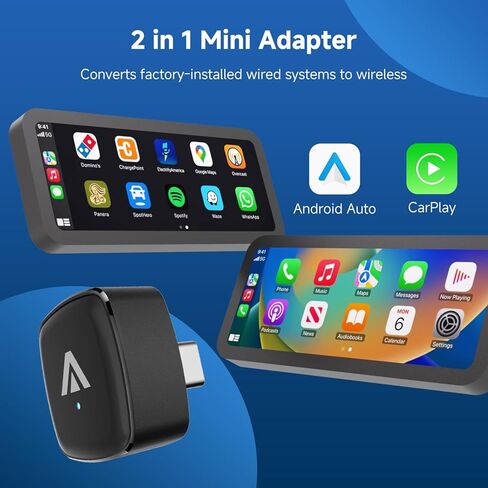 محول CarPlay & Android التلقائي من النوع C 2 في 1، دونجل معدني USB-C صغير للتوصيل والتشغيل في السيارة، يحول الاتصال السلكي من المصنع إلى لاسلكي للسيارة 2016+، OTA، بدون تأخير لهاتف iPhone وAndroid in Kuwait