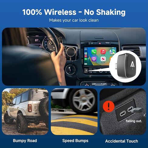 محول CarPlay & Android التلقائي من النوع C 2 في 1، دونجل معدني USB-C صغير للتوصيل والتشغيل في السيارة، يحول الاتصال السلكي من المصنع إلى لاسلكي للسيارة 2016+، OTA، بدون تأخير لهاتف iPhone وAndroid in Kuwait