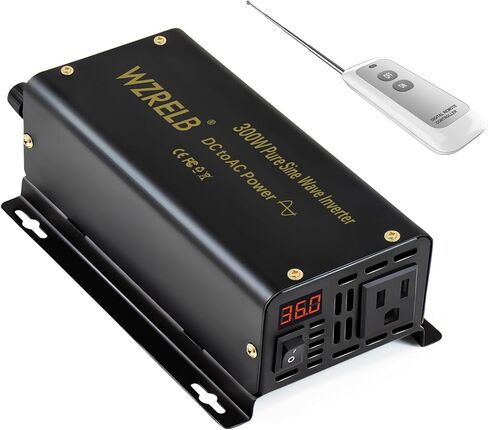 WZRELB 300W Pure Sine Wave Inverter 600W Peak DC 48V to 110V AC Power Converter Off Grid LED Display with Remote Controller in Kuwait