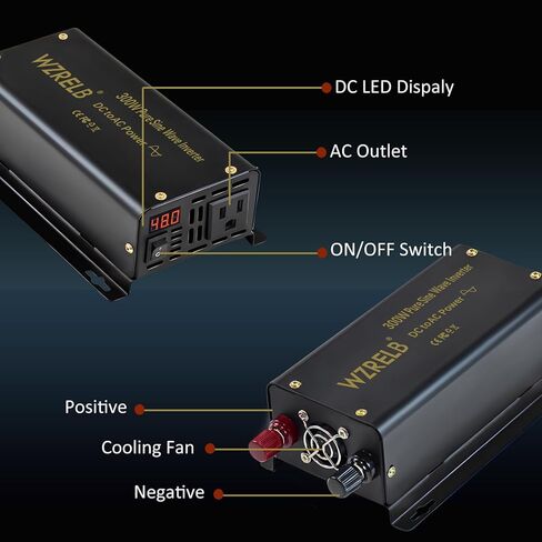 WZRELB 300W Pure Sine Wave Inverter 600W Peak DC 48V to 110V AC Power Converter Off Grid LED Display with Remote Controller in Kuwait