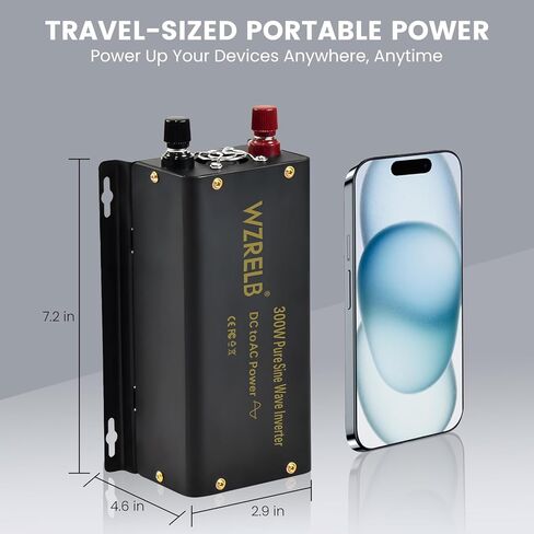 WZRELB 300W Pure Sine Wave Inverter 600W Peak DC 48V to 110V AC Power Converter Off Grid LED Display with Remote Controller in Kuwait