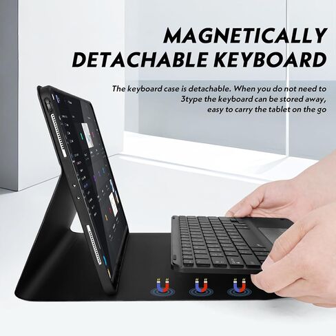 Backlit Touchpad Keyboard Case for Galaxy Tab S10 Ultra/S9 Ultra/S8 Ultra 14.6 Inch with S Pen Holder, PU Leather Stand Cover with Backlight Bluetooth Keyboard for Tab S10 Ultra/S9 Ultra, Black in Kuwait