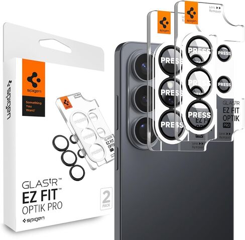 Spigen Camera Lens Protector for Galaxy S26 Ultra - Black [2 Pack] | GlasTR EZ Fit Optik Pro, 9H+ Tempered glass, Scratch resistant, Original photo quality, Auto-align tray, Case-friendly in Kuwait
