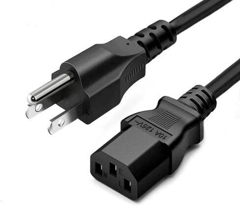 3 Prong Power Cord 18AWG Heavy Duty, 6ft C13 to NEMA 5-15P AC Cable for PC Computer Monitor TV Printer PS5 Xbox Scanner, 10A 250V, Black(6ft/1.8m) in Kuwait