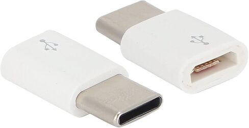 محول صغير، محول USB C إلى Micro USB قطعتين، محول سهل الاستخدام مع توافق كبير، التوصيل والتشغيل لنقل البيانات وإعادة الشحن، لون أبيض in Kuwait