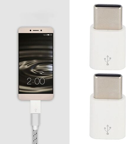 محول صغير، محول USB C إلى Micro USB قطعتين، محول سهل الاستخدام مع توافق كبير، التوصيل والتشغيل لنقل البيانات وإعادة الشحن، لون أبيض in Kuwait