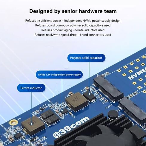 بطاقة توسيع JMT PCIe4.0 X8 إلى 4-Bay M.2 MKey B+MKey SSD 16GT/S متوافقة مع M.2 NVMe 2242 2280 22110 SSD in Kuwait
