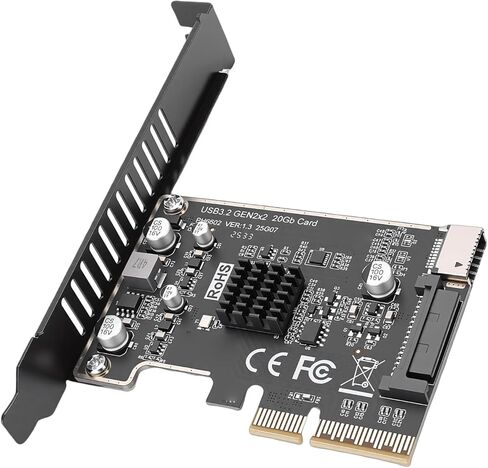 بطاقة توسيع PCI Express، واجهة أمامية USB 3.2 بسرعة 20 جيجابت في الثانية من النوع C مع شريحة ASM3242، مثالية لنقل البيانات بسرعة عالية في فتحات PCIe X4 وX8 وX16 in Kuwait