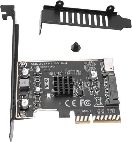 بطاقة توسيع PCI Express، واجهة أمامية USB 3.2 بسرعة 20 جيجابت في الثانية من النوع C مع شريحة ASM3242، مثالية لنقل البيانات بسرعة عالية في فتحات PCIe X4 وX8 وX16 in Kuwait