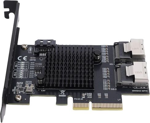 PCIe to Serial ATA Card, 3.0 Expansion Card with 6Gbps Speed, 2 Port MiniSAS SFF 8087 Ports for NAS Desktop Server in Kuwait