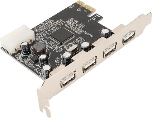 بطاقة توسيع PCIe إلى USB 2.0، شريحة MOSCHIP ذات 4 منافذ مع مصدر طاقة 4Pin، مثالية لسطح المكتب PCI Express X1 وX4 وX8 وX16 in Kuwait