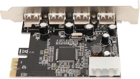 بطاقة توسيع PCIe إلى USB 2.0، شريحة MOSCHIP ذات 4 منافذ مع مصدر طاقة 4Pin، مثالية لسطح المكتب PCI Express X1 وX4 وX8 وX16 in Kuwait