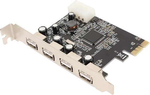 بطاقة توسيع PCIe إلى USB 2.0، شريحة MOSCHIP ذات 4 منافذ مع مصدر طاقة 4Pin، مثالية لسطح المكتب PCI Express X1 وX4 وX8 وX16 in Kuwait