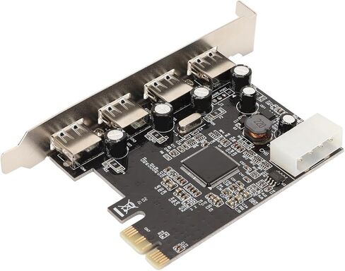 بطاقة توسيع PCIe إلى USB 2.0، شريحة MOSCHIP ذات 4 منافذ مع مصدر طاقة 4Pin، مثالية لسطح المكتب PCI Express X1 وX4 وX8 وX16 in Kuwait