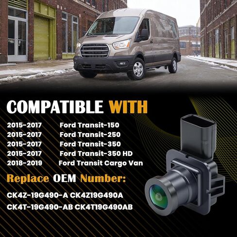 كاميرا احتياطية للرؤية الخلفية متوافقة مع 2015-2017 Ford Transit-150، Transit-250، Transit-350/HD وTransit Cargo Van 2018 2019، تحل محل CK4Z19G490A CK4T-19G490-AB in Kuwait