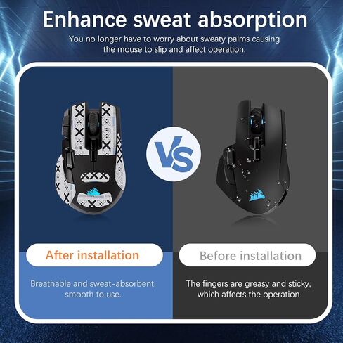 شريط قبضة الماوس NOUKAJU تغطية كاملة لـ Corsair IRONCLAW RGB، شريط قبضة الماوس المضاد للانزلاق، مجموعة ترقية الفئران الاحترافية ذاتية اللصق ومقاومة للعرق (أبيض) in Kuwait