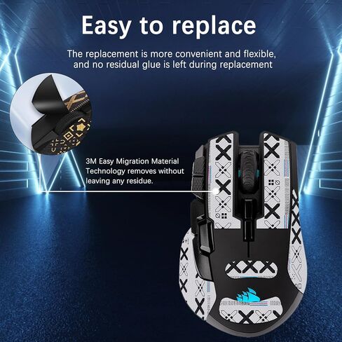شريط قبضة الماوس NOUKAJU تغطية كاملة لـ Corsair IRONCLAW RGB، شريط قبضة الماوس المضاد للانزلاق، مجموعة ترقية الفئران الاحترافية ذاتية اللصق ومقاومة للعرق (أبيض) in Kuwait