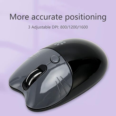 Cute Cat Mouse, Adjustable DPI Portable Mobile Optical Mouse, Dual Mode Candy Colors Silent Mouse, for 7, 8, 10, for OS X (Black) in Kuwait