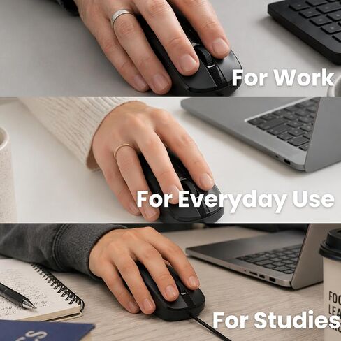 RED STAR TEC AccuClick Wired Mouse – Office Wired Mouse, Ergonomic, USB Plug and Play, Full-Size Design, Suitable for Office, Work from Home, School, and Computer Lab in Kuwait