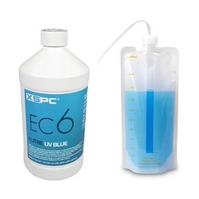 مبرد الكمبيوتر XSPC EC6 عالي الأداء بريمكس (1 لتر) وحزمة زجاجات تعبئة قابلة للطي، أزرق للأشعة فوق البنفسجية in Kuwait