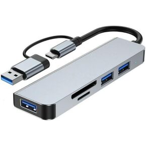 موزع USB-C 5 في 1 مع USB 3.0/2.0، قارئ بطاقات مقسم SD/TF، ​​محطة إرساء من الألومنيوم، محور USB للكمبيوتر المحمول in Kuwait