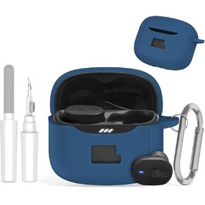 حافظة واقية لسماعات JBL Tune Buds 2، متوافقة مع حافظة شحن JBL Earbuds Tune Buds 2 - غطاء سيليكون ناعم مع حلقة تسلق ومجموعة تنظيف، مصباح أمامي مرئي (أسود) in Kuwait