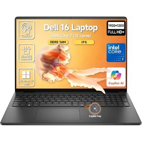 كمبيوتر محمول بشاشة لمس 16 بوصة من Dell، شاشة FHD+ تعمل باللمس مقاس 16 بوصة، كمبيوتر محمول للطلاب والأعمال، Intel Core 7 (10-Core، Beat i7-1355U)، 32 جيجابايت DDR5 2 تيرابايت SSD، Windows 11 Pro، لوحة مفاتيح بإضاءة خلفية 10 مفاتيح، مفتاح مساعد in Kuwait