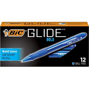 قلم كرة BIC Atlantis Velocity Bold قابل للسحب، نقطة جريئة (1.6 مم)، أزرق، عدد 12، قبضة مطاطية لكتابة مريحة in Kuwait