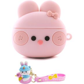 for AirPods 4 Cute Case Animal, 3D Kawaii Pink Bunny Silicone Protective Shockproof Case Cover with Keychain, for Women, Girls, Kids, Teens（Pink Rabbit, AirPods 4） in Kuwait