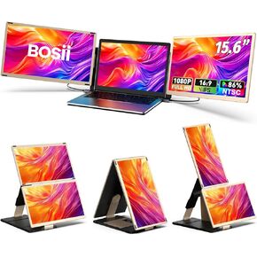 BOSII Laptop Screen Extender Monitor - 15.6" IPS FHD 1080P Triple Portable Extended Monitor for Laptops Type-C/HDMI/USB-A Compatible with Windows Mac Chrome in Saudi Arabia
