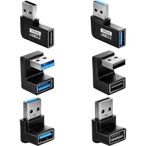 180 Degree / 90 Degree USB Adapter, 6 Pack Left and Right Angle, Vertical Up and Down USB A Male to Female Extender Connector for Laptop Car Charger Power Bank Flash Drive Devices in Kuwait