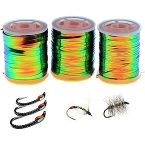 0.5mm-2mm Peacock Green/Orange Fly Tying Tinsel Wet Flies Body Midges Nymphs Tying Materials Peacock Orange Tinsel in Saudi Arabia