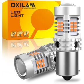 OXILAM 2023 ترقية 7443 7440 LED لمبة كهرمانية مع مروحة، CANBUS خالية من الأخطاء، 4000LM 600% أكثر سطوعًا، ضوء إشارة الانعطاف مضاد للفلاش المفرط، T20 7441 W21W WY21W 7440NA استبدال لمبة الوامض (حزمة من 2) in Kuwait