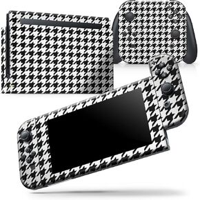 Design Skinz - متوافق مع Nintendo Switch OLED Dock فقط - غطاء حماية من الفينيل مقاوم للخدش وقابل للإزالة - نمط Houndstooth باللونين الأبيض والأسود in Kuwait