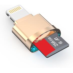 [معتمد من Apple MFi] قارئ بطاقات Lightning Micro SD لأجهزة iPhone iPad، محول قارئ بطاقات SD TF لأجهزة iPhone 14/13/12/11/XR/X/8/7 يدعم iOS 16 17، عارض قارئ بطاقات الذاكرة السريع (ذهبي) in Kuwait