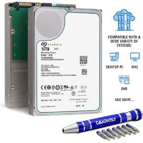 Seagate Exos X10 HDD 10 تيرابايت 7200 دورة في الدقيقة SATA 6 جيجابت / ثانية 3.5 بوصة 256 ميجابايت ذاكرة تخزين مؤقت | 512هـ | ST10000NM0086 | حزمة محركات الأقراص الصلبة الداخلية للمؤسسة مع مجموعة مفك براغي من الألومنيوم المتوافقة (متجددة) (متجددة) in Kuwait