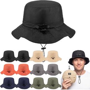 12 Pack Waterproof Packable Bucket Hat for Women Men Quick Dry Adjustable Packable Sun Rain Hat with Detachable Chin Strap Outdoor Beach Fishing Safari UV Protection in Kuwait