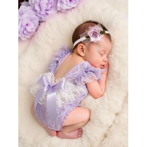 Newborn Photography Outfit Girl Baby Photography Prop Lace Romper &Headress in Saudi Arabia