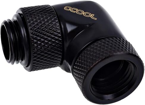 Alphacool 17260 Eiszapfen Angled Adaptor 90° rotatable G1/4 Outer Thread to G1/4 Inner Thread - deep Black Water Cooling Fittings in Kuwait