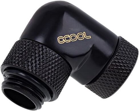 Alphacool 17260 Eiszapfen Angled Adaptor 90° rotatable G1/4 Outer Thread to G1/4 Inner Thread - deep Black Water Cooling Fittings in Kuwait