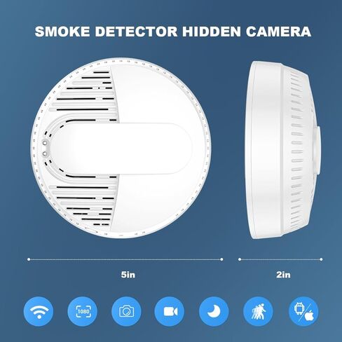 10000mAh Smoke Detector Hidden Camera, Compact 1080P Spy Camera Smoke Detector Supports 2.4G WiFi, Night Vision, Motion Detection & Free Mobile App — No Monthly Subscription. in Kuwait