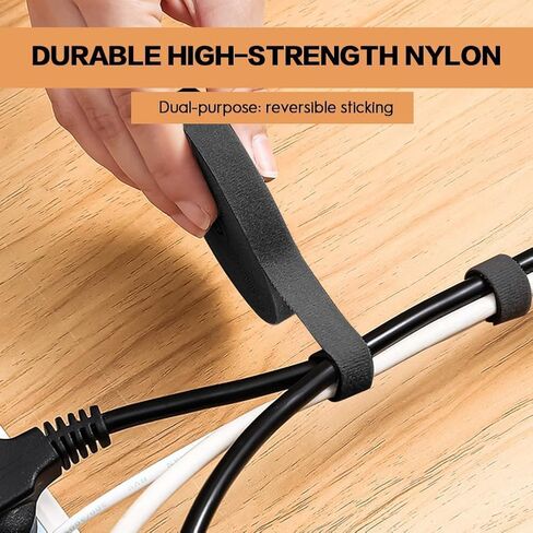 6.5ft x 2 Roll Adjustable Cable Ties, Reusable Hook and Loop Fastening Straps for Cable Organizing, Wire Management and Wire Organizer, Black in Kuwait