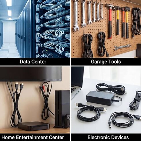 2 Roll 16.4ft Adjustable Cable Ties, Reusable Cable Management Hook and Loop Cord Organizer for Home Office Organization Data Fastening in Kuwait