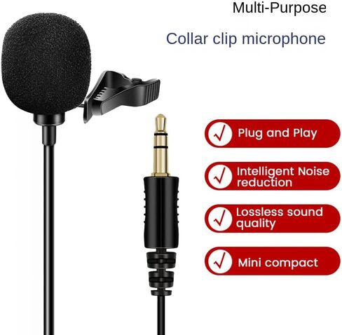 Omnidirectional Microphone 3.5mm Lavalier Tie Clip Microphones Mini Audio Mic for Camera Computer Laptop Phone in Kuwait