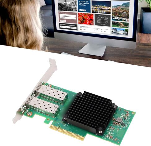 بطاقة محول شبكة إيثرنت بمنفذين من PUSOKEI، بطاقة شبكة PCIe 2x25G SFP28 منافذ PCIe مع شريحة Connect X 5 EN، لمركز البيانات والحوسبة السحابية، من أجل الفوز in Kuwait
