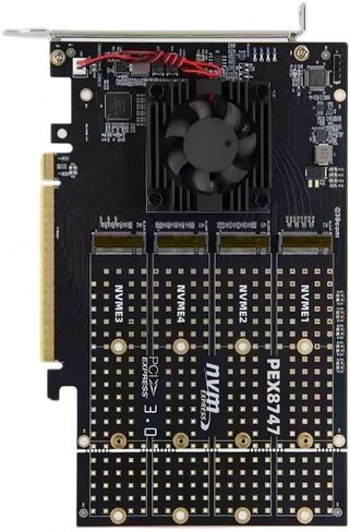 بطاقة توسيع PCIe ذات أربعة أقراص M.2 plx8747 صامتة كاملة الارتفاع/نصف الارتفاع مع عدم وجود دعم للتقسيم لـ FlyCow in Kuwait