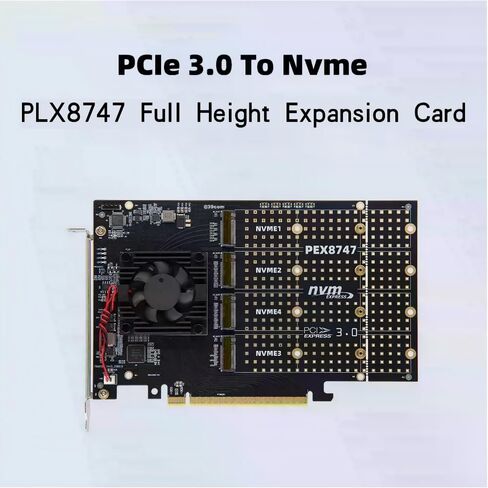 بطاقة توسيع PCIe ذات أربعة أقراص M.2 plx8747 صامتة كاملة الارتفاع/نصف الارتفاع مع عدم وجود دعم للتقسيم لـ FlyCow in Kuwait