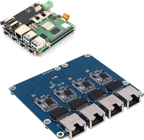 لوحة Yunseity PCIe إلى 4 2.5G ETH، مجموعة شرائح التوصيل والتشغيل RTL8156 مع خيارات التركيب السفلية العلوية، لجهاز Rasp Pi 5 10/100/1000/2500 ميجابت في الثانية in Kuwait