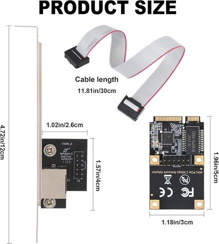 2.5G Ethernet Card, Mini PCI-E Network Adapter with Realtek RTL8125B, 10/100/1000/2500Mbps RJ45 LAN Controller, Support Windows/Linux for Desktop PC NAS in Kuwait