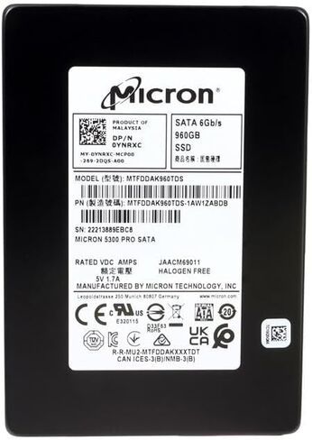 5300 PRO 960GB SATA 6Gbps Read Intensive 2.5" SSD MTFDDAK960TDS 1AW1ZABDB for Micron Dell YNRXC ALT PN 1AW1ZABYY in Kuwait